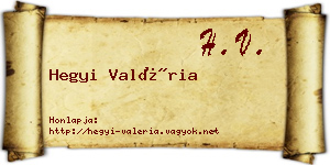 Hegyi Valéria névjegykártya